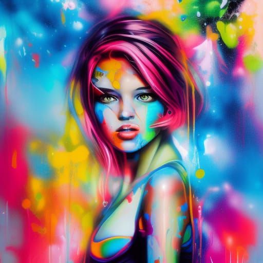 Colorful Graffiti Art of a Beautiful Girl