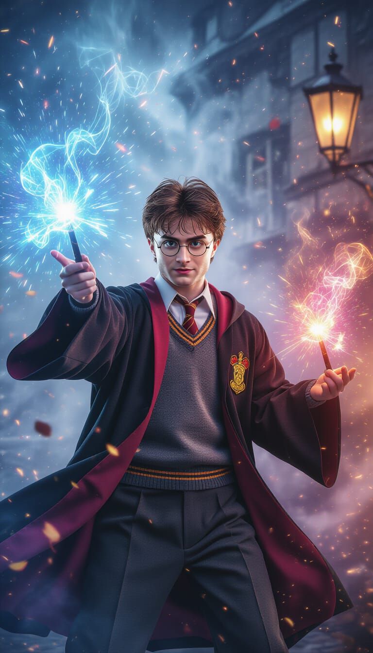 Harry Potter in a Hyperrealistic Cinematic Explosion
