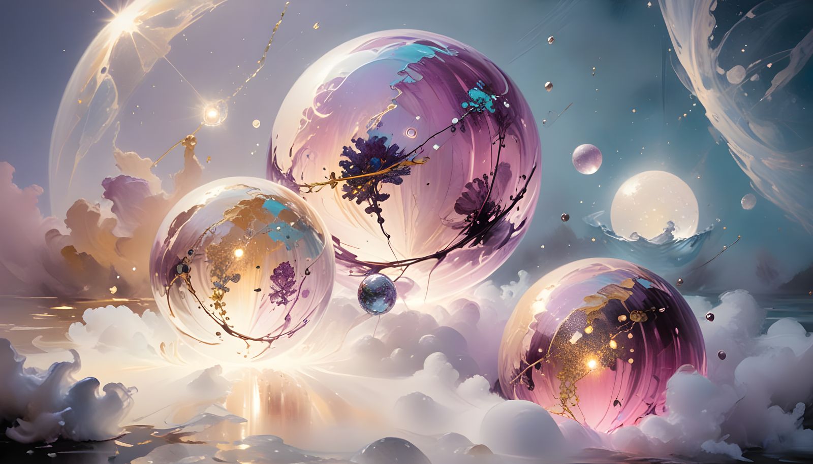 Bioluminescent Landscape in Soft Impasto Style