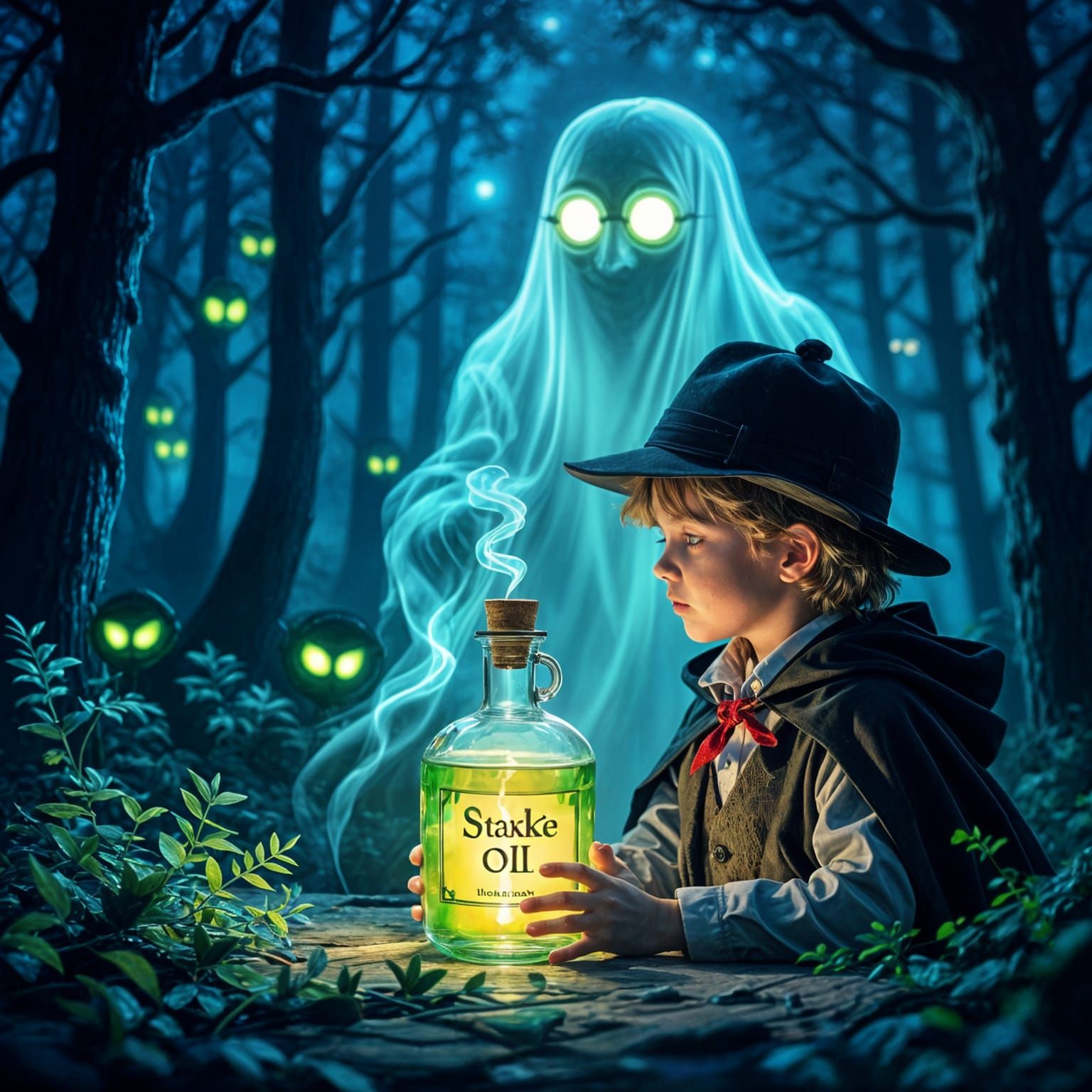 Child Detective and Glowing Snake Oil Potion