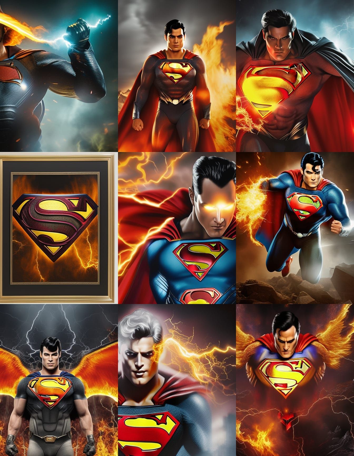 Superman of Molten Rock in Tenebrism Style