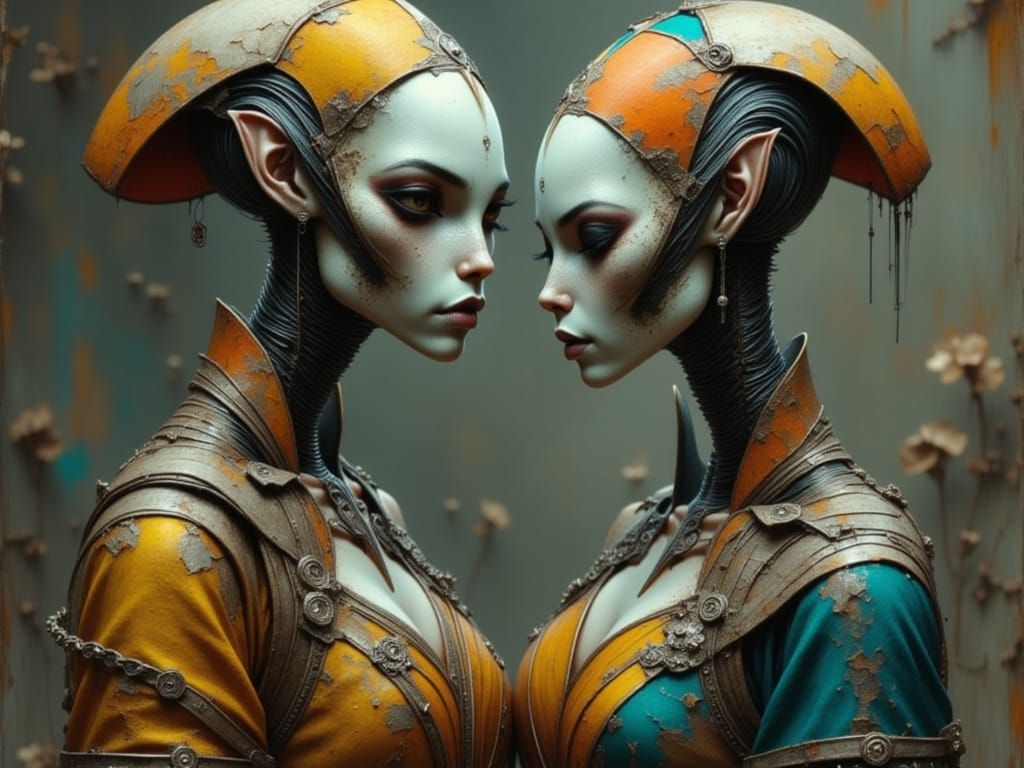 Friendly Aliens in Ornate Clothing with Dynamic Lighting