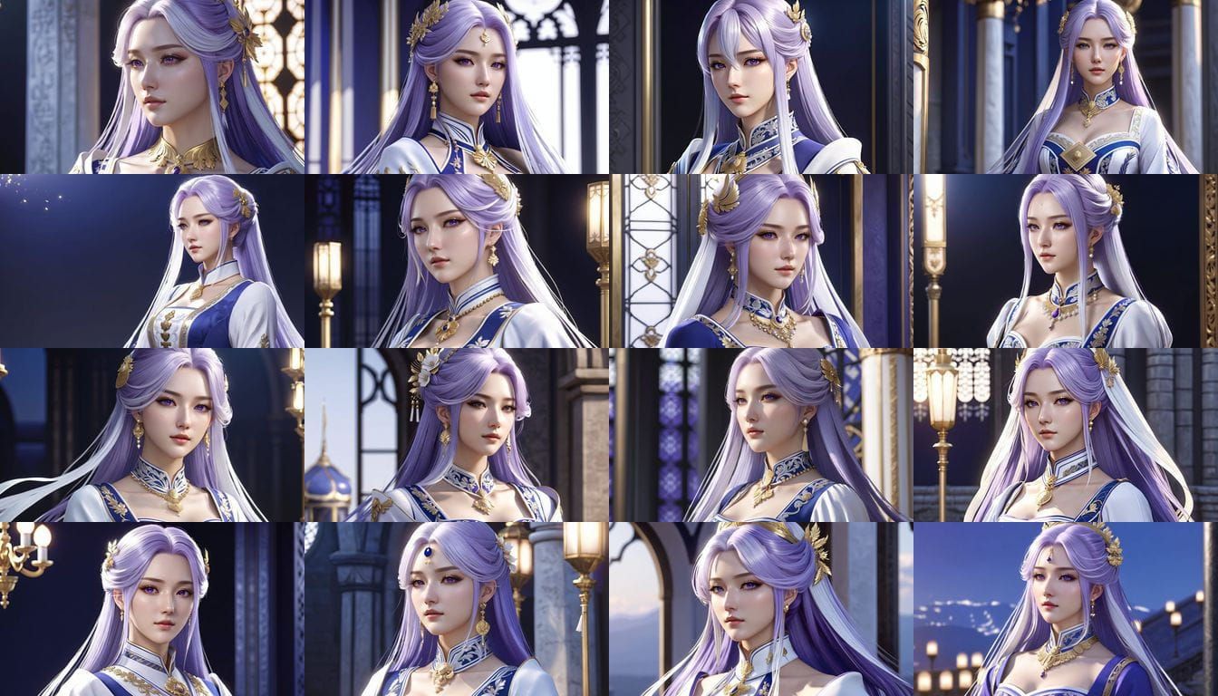 Anime Noble Girl in Elegant Dress