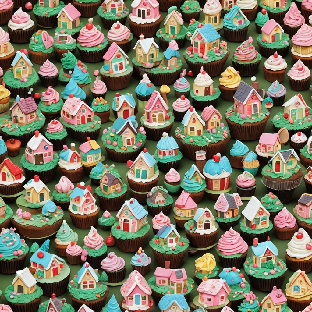 Cupcake Village: A Sweet AI Dream