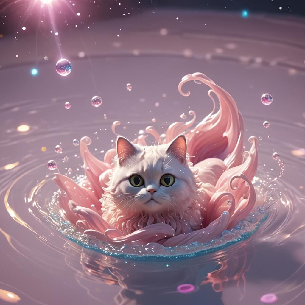 cute cat in the oink Pool