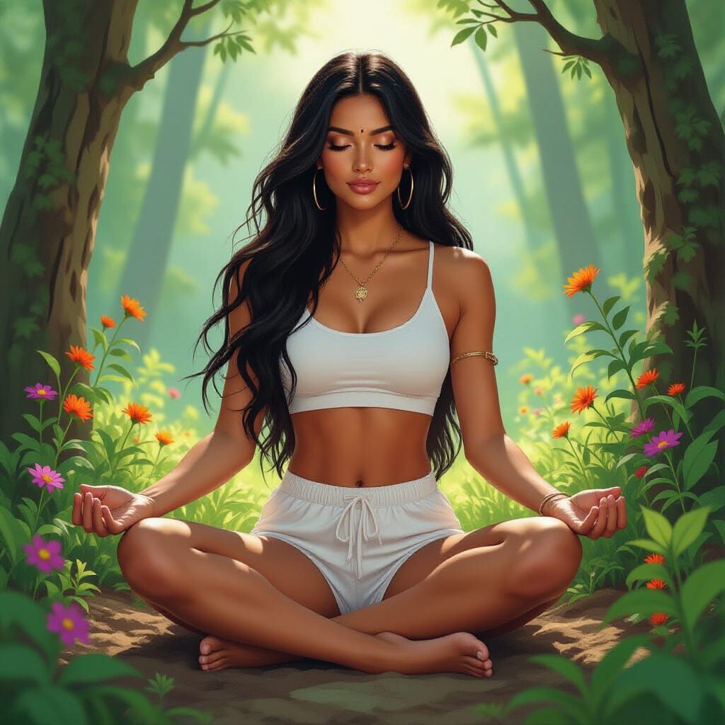 Mystical Woman Grounding in Vancouver Forest