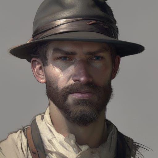 Australian Bushranger Portrait in Impressionist Style