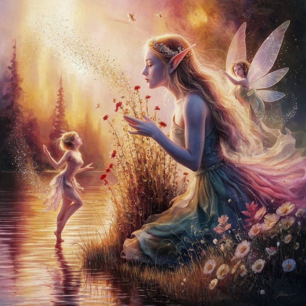 Ethereal Elf Imbues Wildflowers with Color in Neo-Impression...