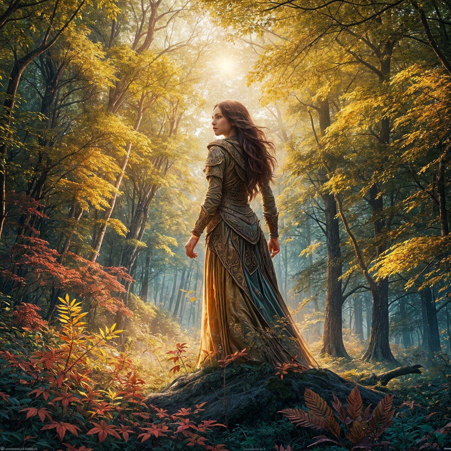 Ethereal Beauty in a Sunlit Fantasy Realm