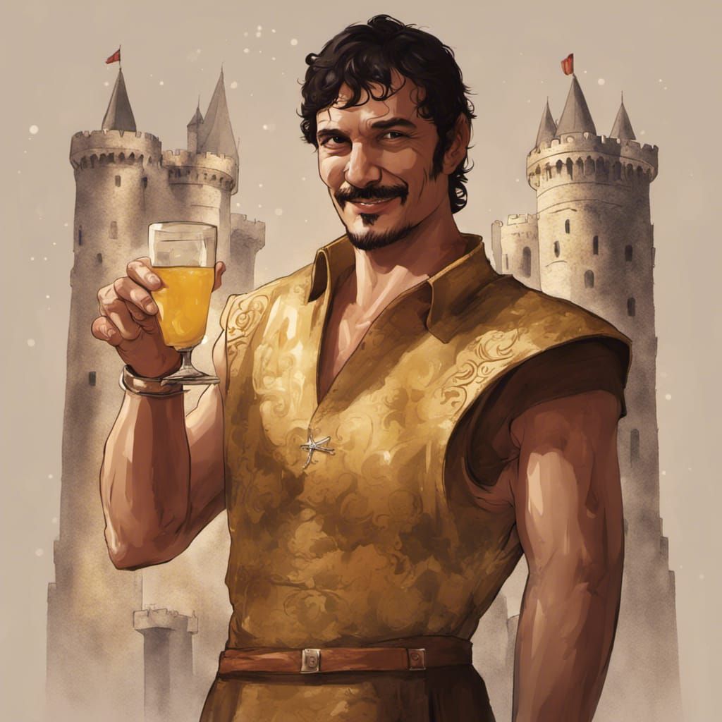 Oberyn Martell Toasting in Castle, Digital Art