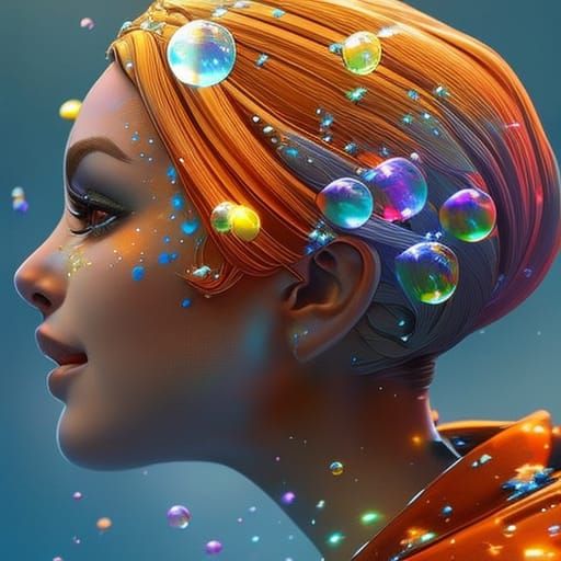 Hyperrealistic Bubbles Splash Art with Colorful Background