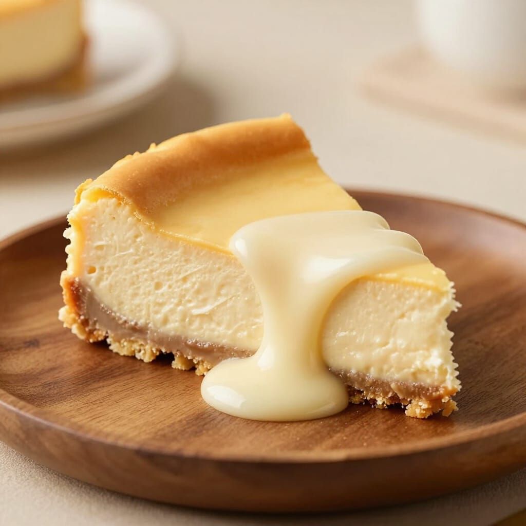 Decadent Melting Cheesecake in Warm Lighting