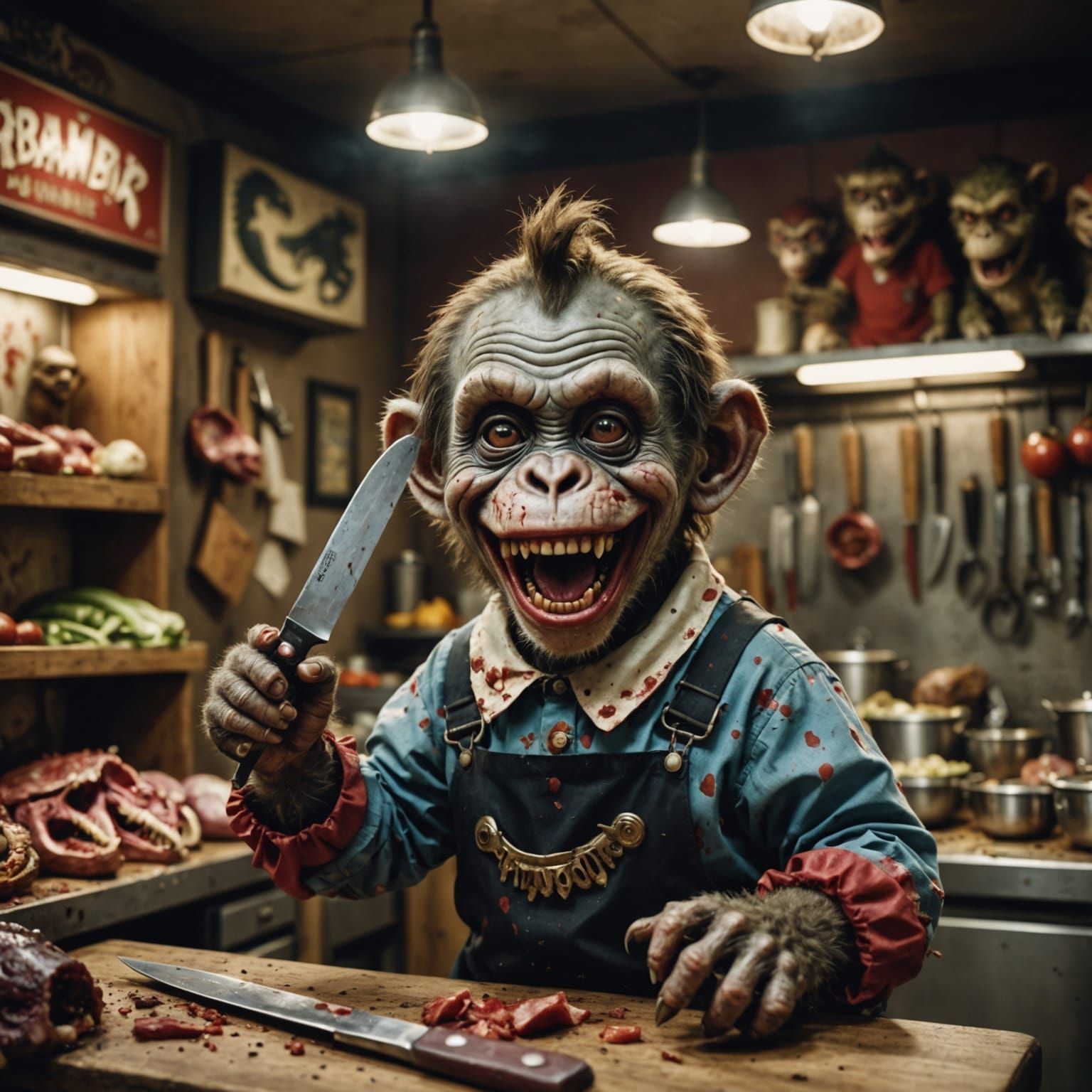 Grotesque Carnival Abomination in a Butcher Shop