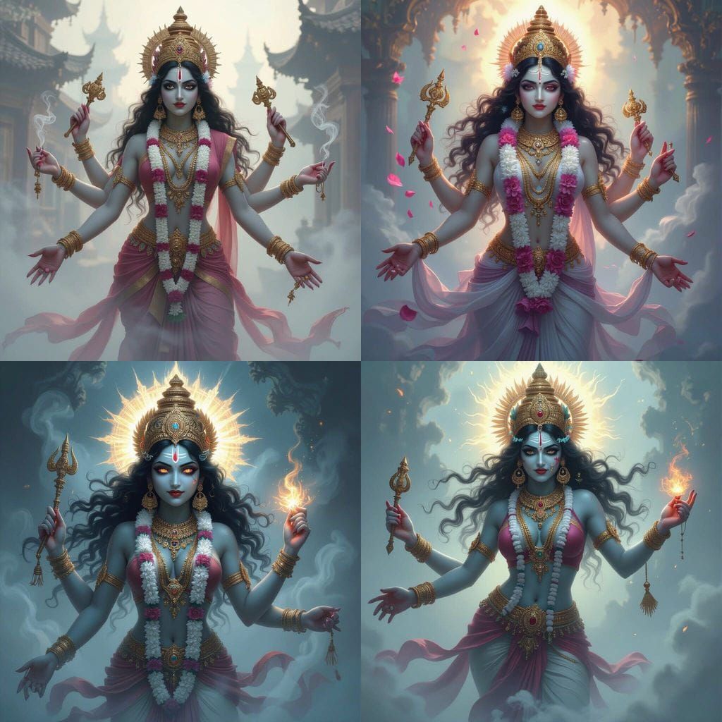 Goddess Kali with Pale Skin and Destructive Energy