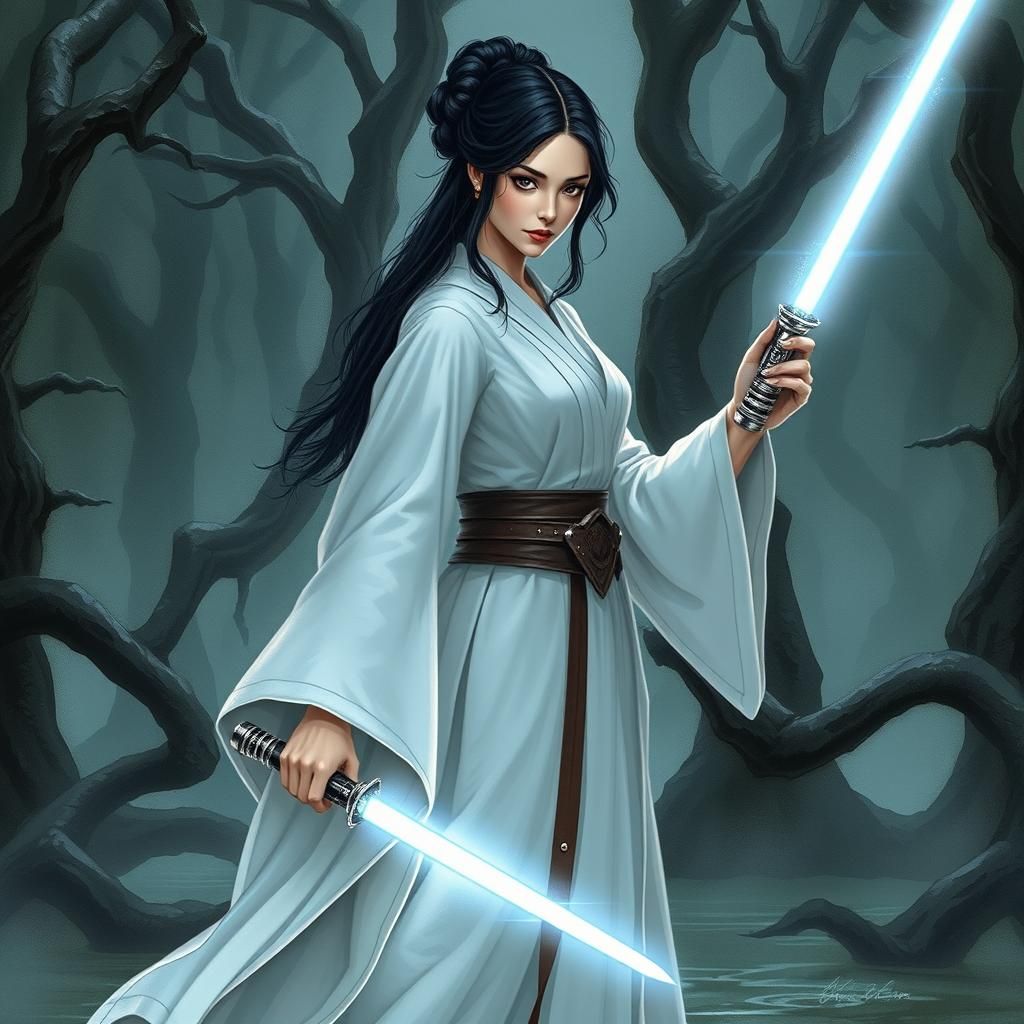 Yennefer as Jedi Master in Dark Fantasy Art