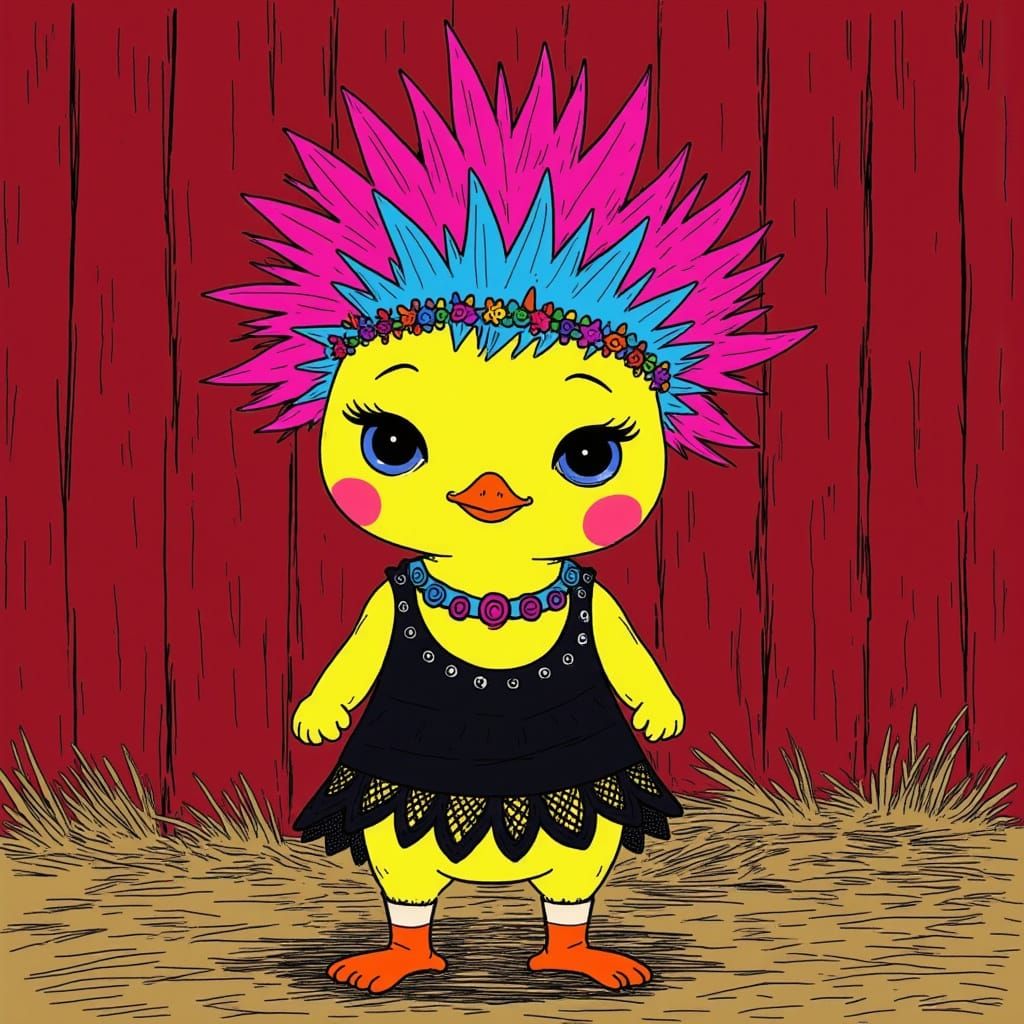 Punk Rock Chick in Anime Street Art Style