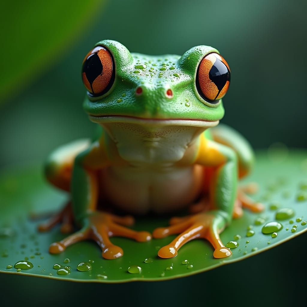 Ultra-Realistic Frog Portrait in Vibrant Rainforest Setting