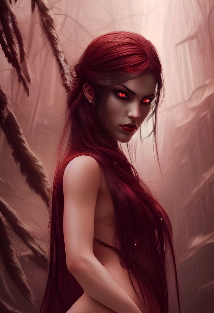Sinister Goddess with Crimson Eyes