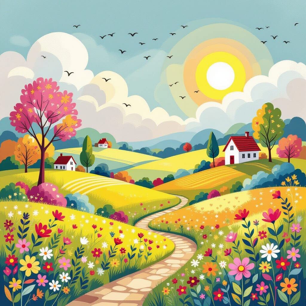 Whimsical Landscape Illustration