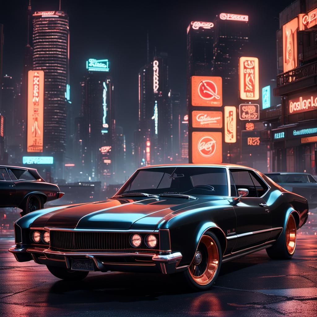 Cyberpunk Buick Riviera GS: Tuned Muscle Car