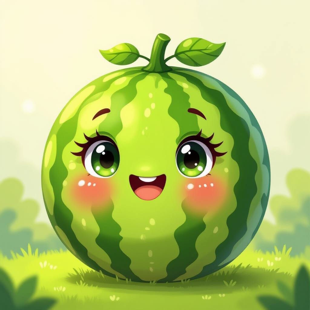 Joyful Anthropomorphic Watermelon Character in Digital Art