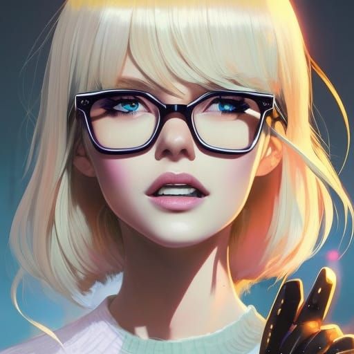 Cute Girl Cracking Jokes in Digital Art Style