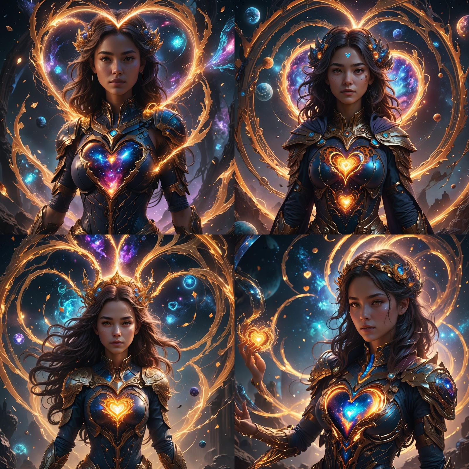 Woman with Universe Heart: Fantasy Concept Art