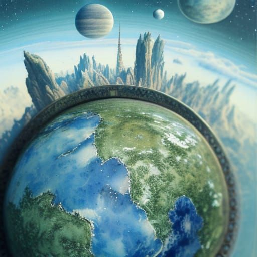 Earthrise Biosphere Globe in Detailed Matte Painting