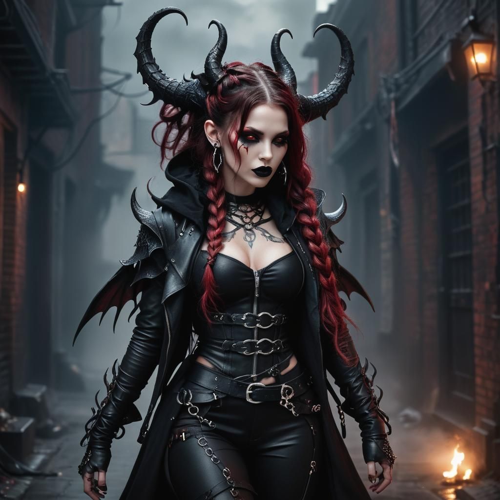 Mysterious Rogue with Horns in Gothic Fantasy Art