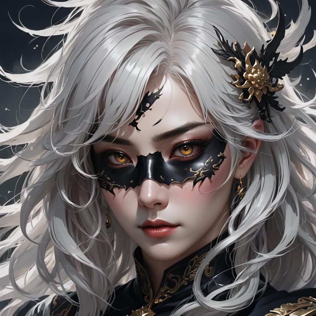 White Haired Deity with Black Mask: Guweiz Style