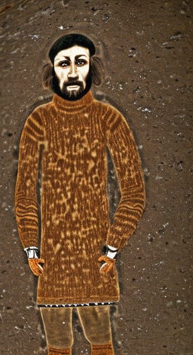 Ancient Cave Painting: Prehistoric Hipster in Turtleneck