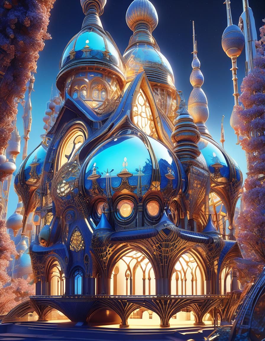 Futuristic Temple of Love: Sci-Fi Concept Art