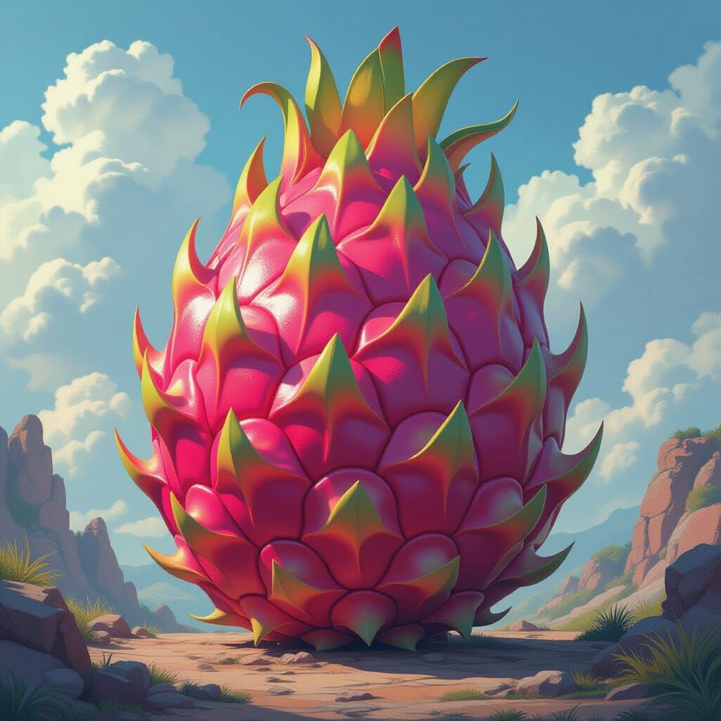 Dragon Fruit Formed from Dragon Scales: Digital Art