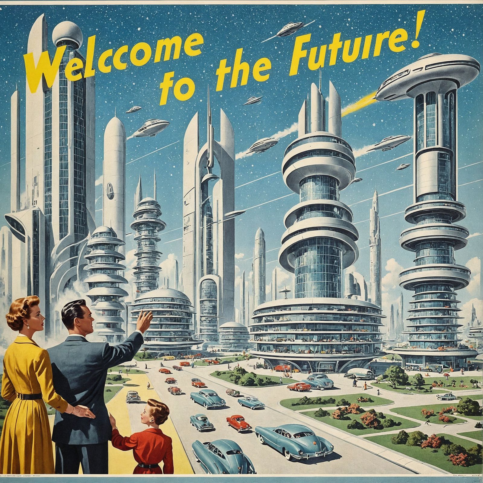 1950s ad for a futuristic town