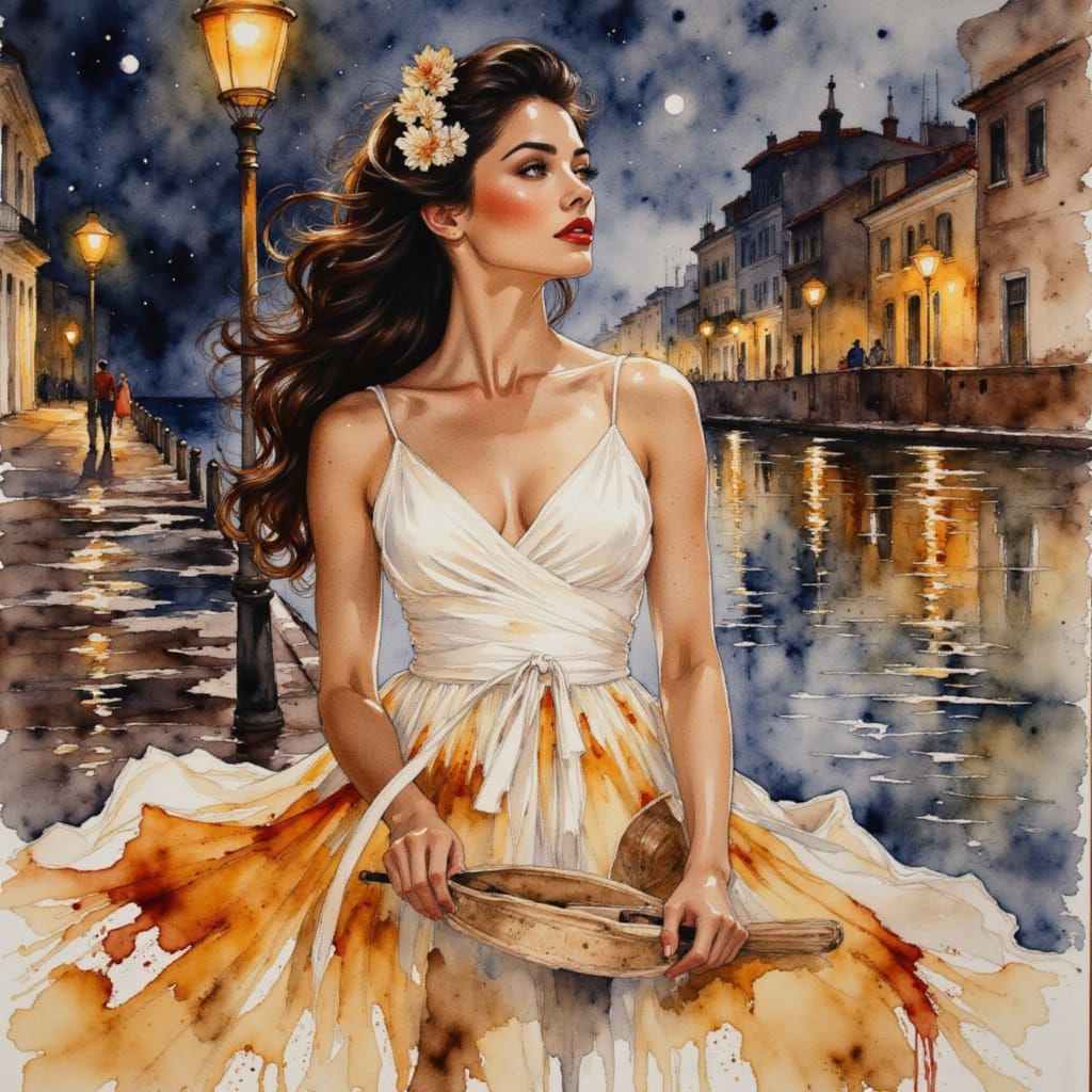 Midnight Havana Party in Watercolor Style