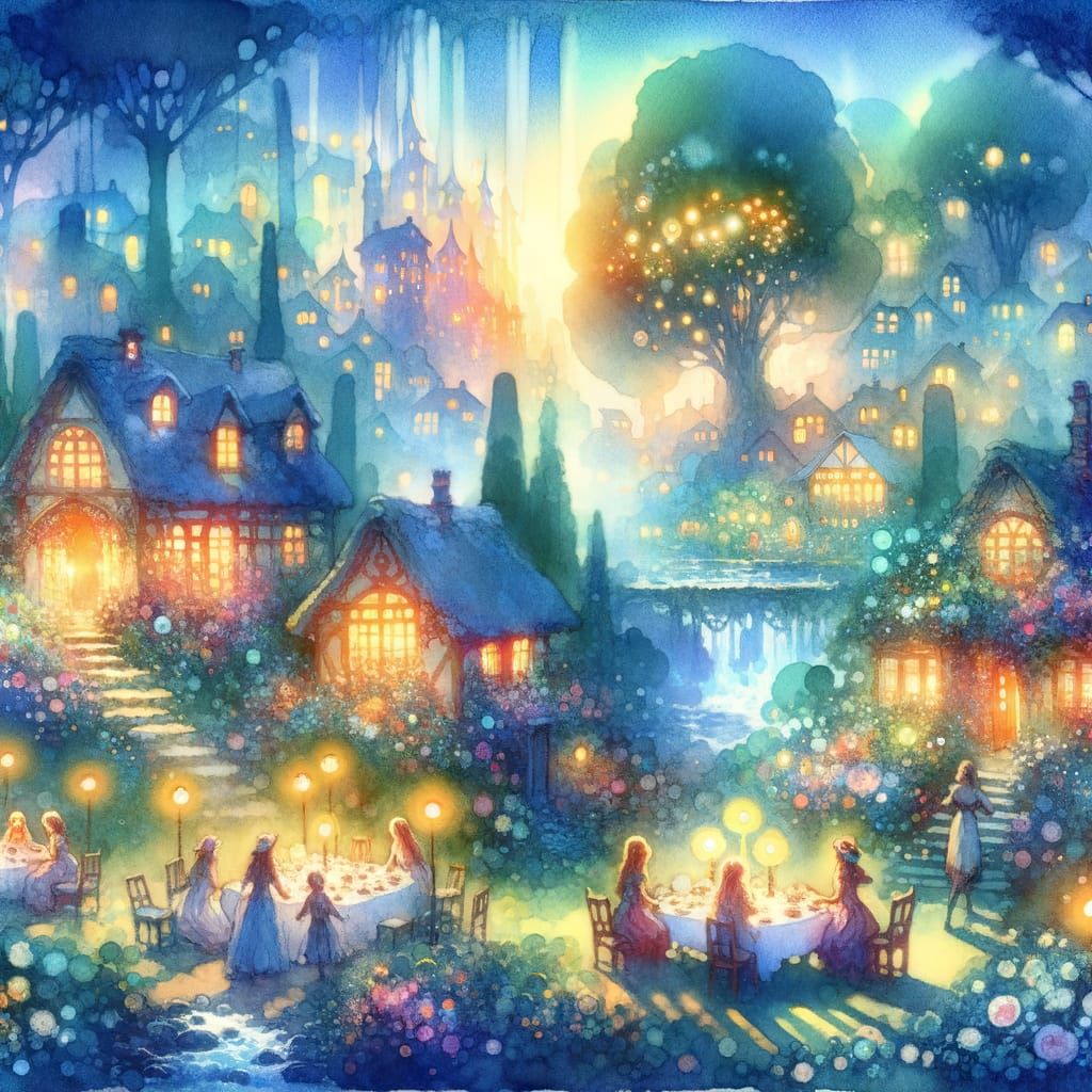 Dreamy Tea Party in Vintage Illustration Style