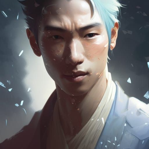 Japanese Mage Portrait in Hyperdetailed Splash Art Style
