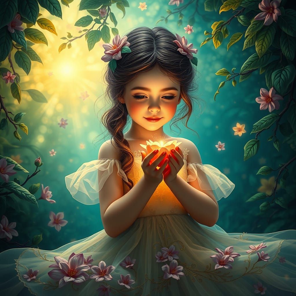 Ethereal Floral Princess in a Whimsical, Dreamlike World