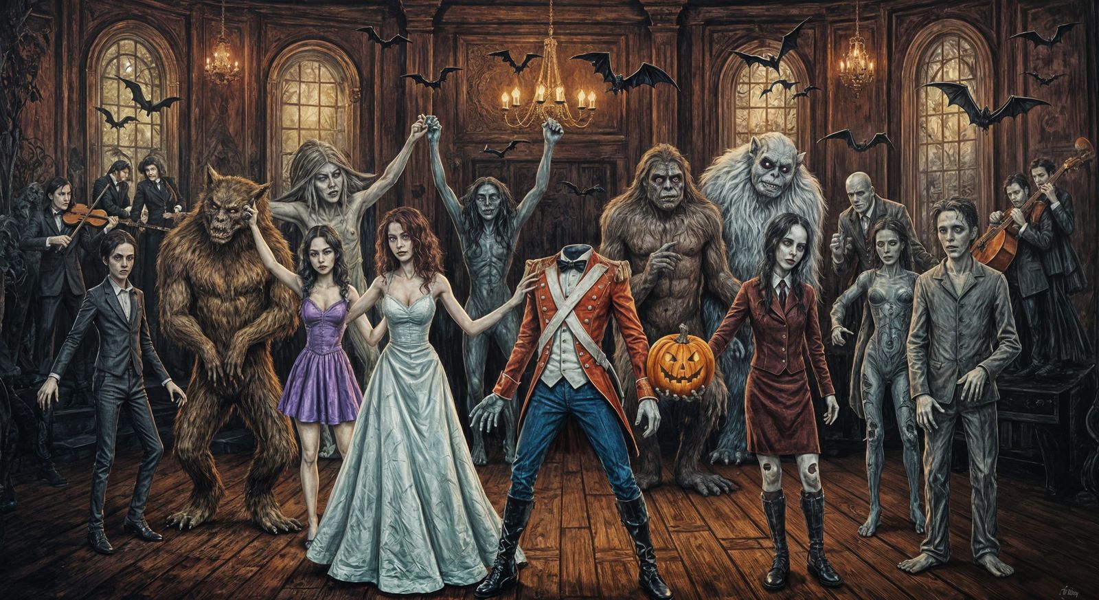 Gothic Monsters Prom Night in Victorian Ballroom