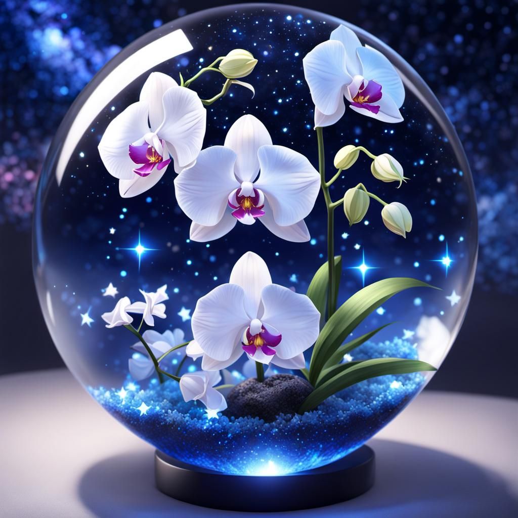 Glowing Orchid in Crystal Orb Anime Art