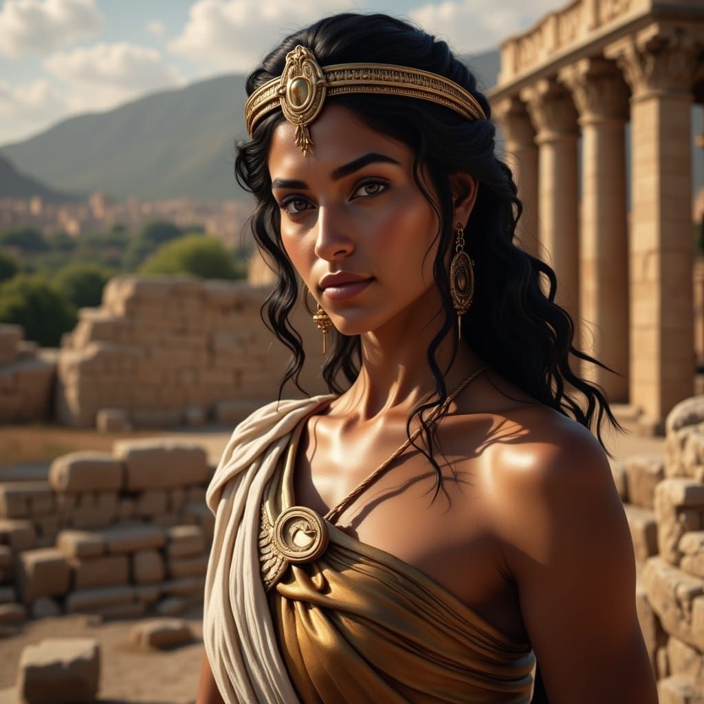 Noble Roman Goddess in Majestic Attire