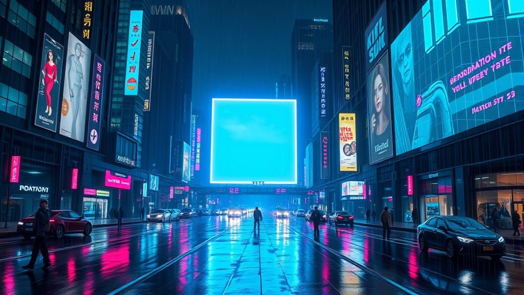 Cyberpunk Cityscape Radiates Futuristic Glow