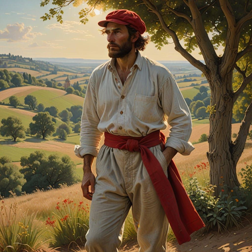 19th Century French Miller in Sunlit Landscape