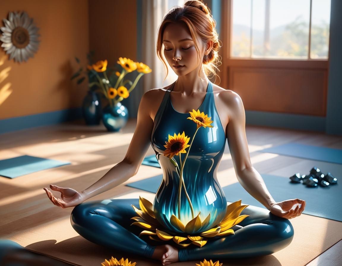 Girl Emerges from Vase in Serene 3D Render