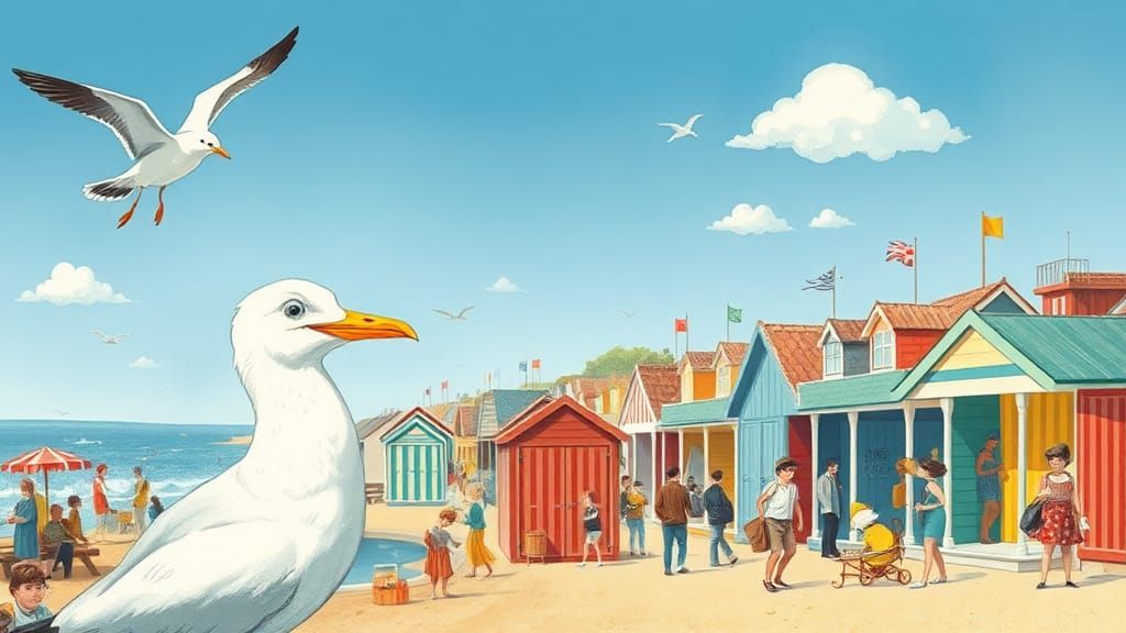 Charming Seaside Scene in Rockwell Style