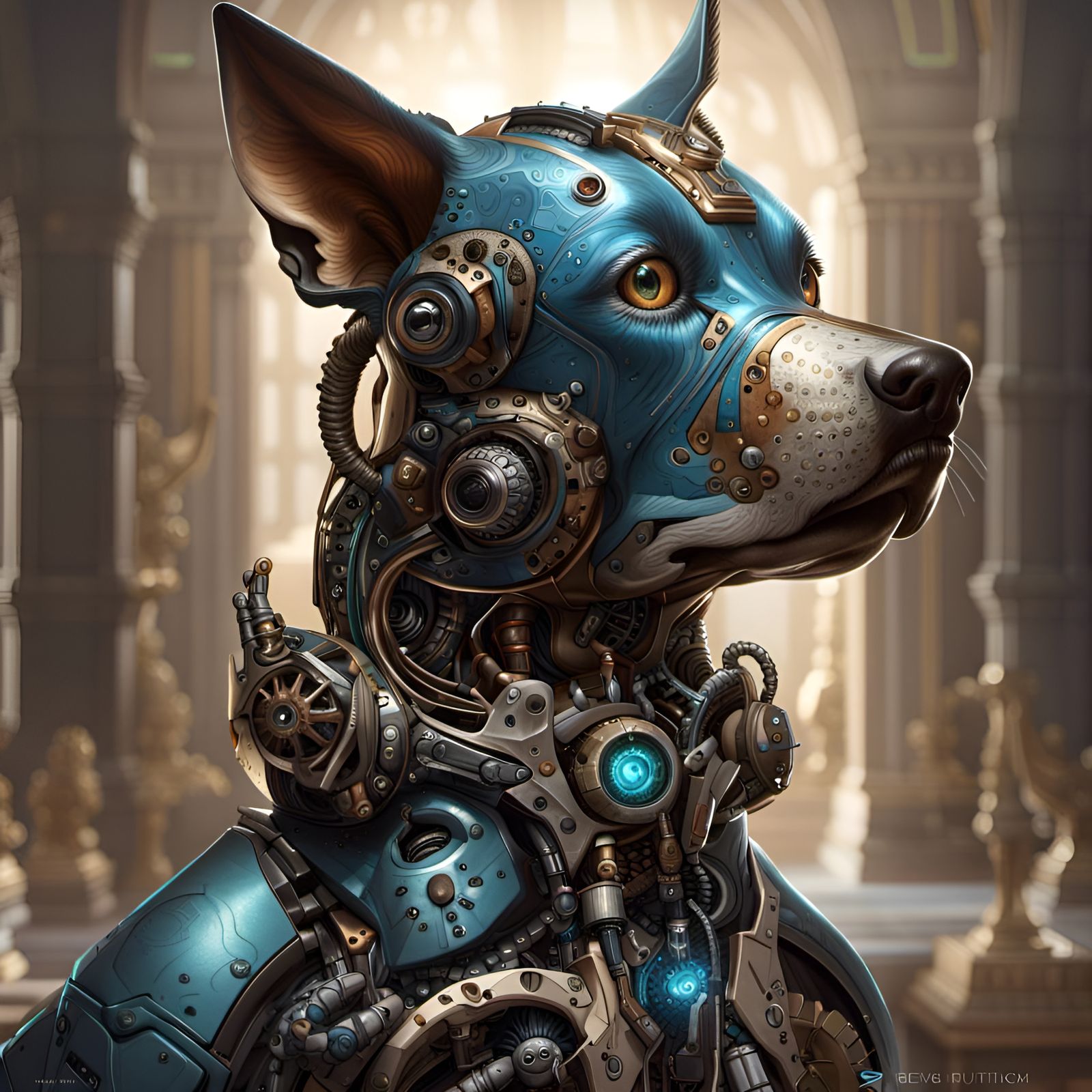 Cybernetic Dog Master Digital Painting