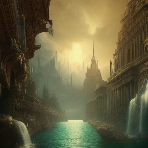 Detailed Cityscape Digital Matte Painting