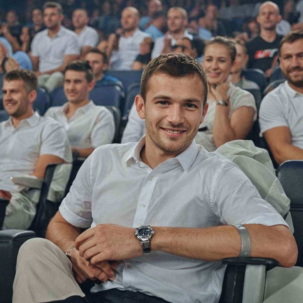 Slavic Man at UFC Event: Photorealistic Portrait
