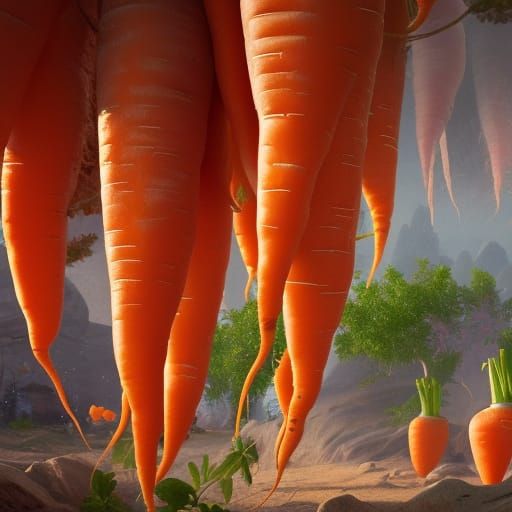 Fantastical Carrots in Detailed Matte Painting