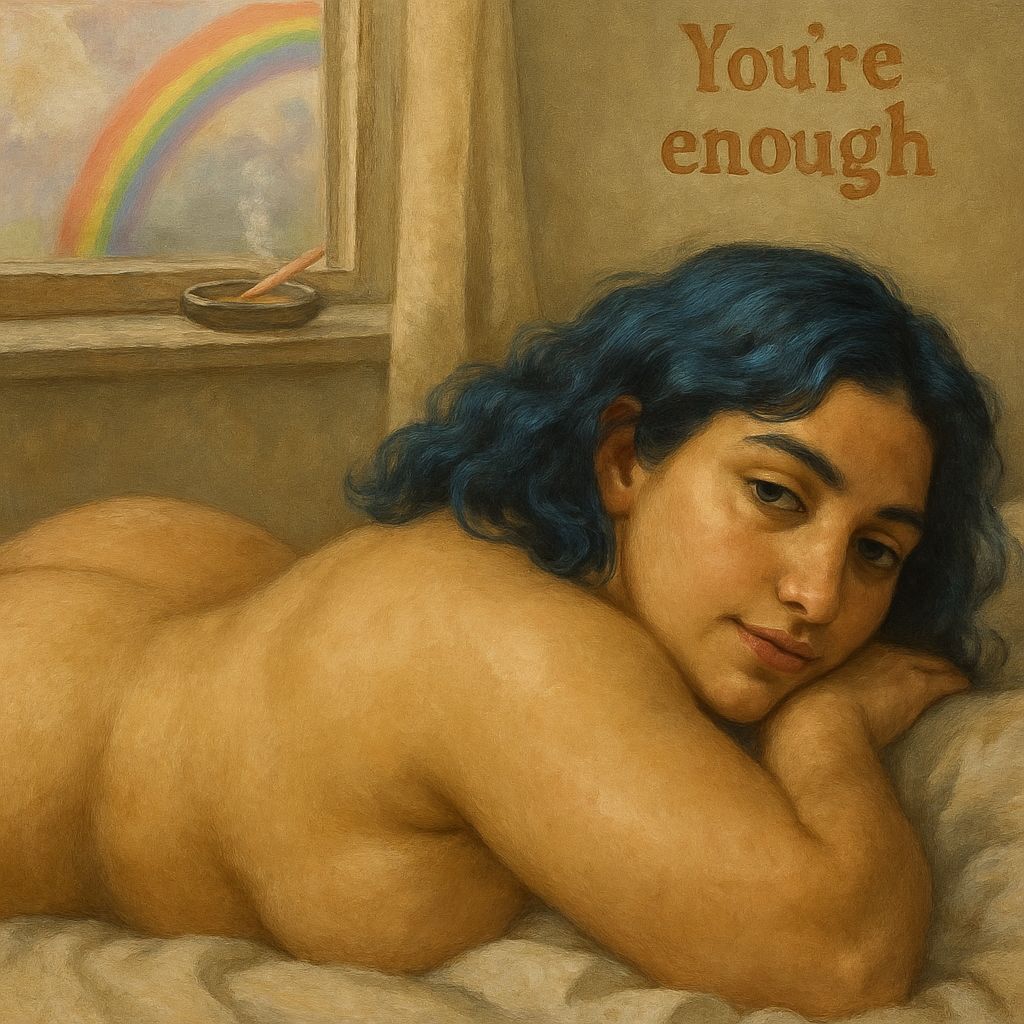 Blue-Haired Woman Portrait in Realistic Digital Painting